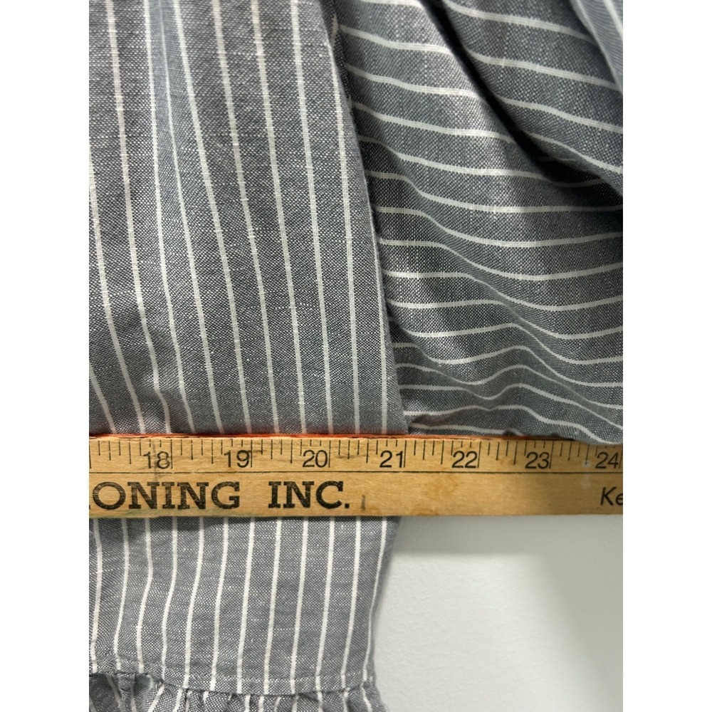 JW Anderson x Uniqlo Grey White Striped Linen Cotton Peplum Tie Blouse Top M - Picture 5 of 9